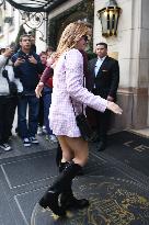 PFW - Emma Watson Turns Heads In Gingham Mini Dress