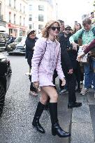 PFW - Emma Watson Turns Heads In Gingham Mini Dress
