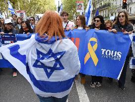 The Tous 7 Octobre Association Organizes A March For Hostages Held By Hamas - Paris