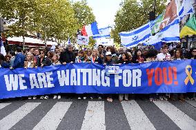The Tous 7 Octobre Association Organizes A March For Hostages Held By Hamas - Paris
