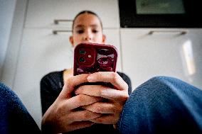 Illustration - A Teenage Girl On Her Cell Phone