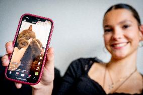 Illustration - A Teenage Girl On Her Cell Phone