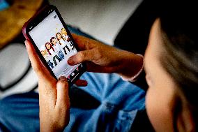 Illustration - A Teenage Girl On Her Cell Phone