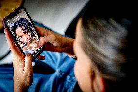 Illustration - A Teenage Girl On Her Cell Phone