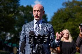 Stephen Miller Speaks to Media outside White House