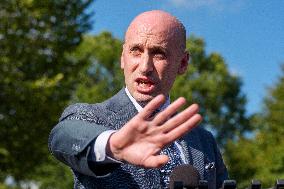 Stephen Miller Speaks to Media outside White House