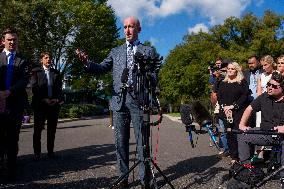 Stephen Miller Speaks to Media outside White House