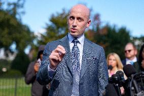 Stephen Miller Speaks to Media outside White House