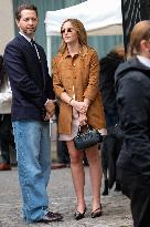 PFW - Emma Watson Leaving Miu Miu Show On Moto Taxi
