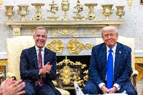 US President Donald J. Trump meets with Canadian Prime Minister Mark Carney