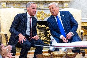 US President Donald J. Trump meets with Canadian Prime Minister Mark Carney