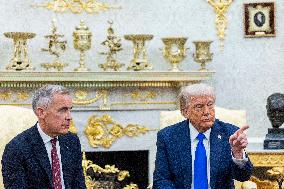 US President Donald J. Trump meets with Canadian Prime Minister Mark Carney