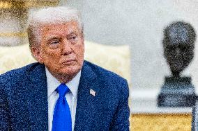 US President Donald J. Trump meets with Canadian Prime Minister Mark Carney