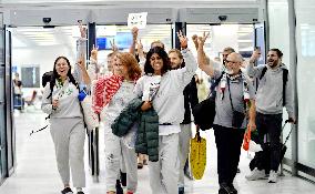 Rima Hassan and activists welcomed at Orly Airport