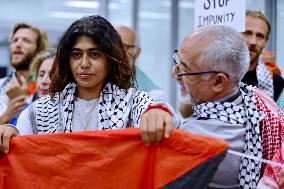 Rima Hassan and activists welcomed at Orly Airport