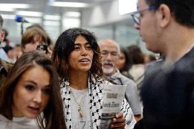 Rima Hassan and activists welcomed at Orly Airport