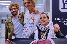 Rima Hassan and activists welcomed at Orly Airport