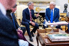 US President Donald J. Trump meets with Canadian Prime Minister Mark Carney