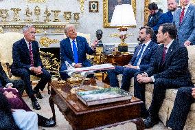 US President Donald J. Trump meets with Canadian Prime Minister Mark Carney