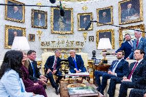 US President Donald J. Trump meets with Canadian Prime Minister Mark Carney