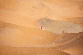Tourist in Desert