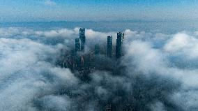 High-rise Buildings Loom in the ASEAN Business District in Nanning