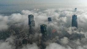 High-rise Buildings Loom in the ASEAN Business District in Nanning
