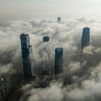 High-rise Buildings Loom in the ASEAN Business District in Nanning
