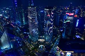 Huangpu River Skyscrapers Night View