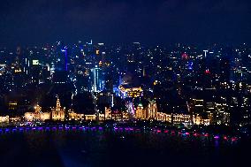 Huangpu River Skyscrapers Night View