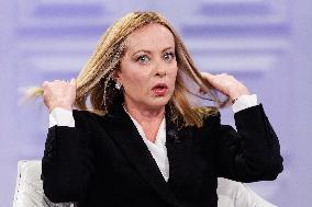 Giorgia Meloni Guest on The Programme "Cinque Minuti" - Rome