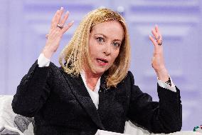 Giorgia Meloni Guest on The Programme "Cinque Minuti" - Rome