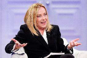 Giorgia Meloni Guest on The Programme "Cinque Minuti" - Rome