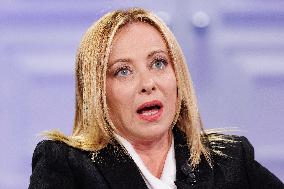 Giorgia Meloni Guest on The Programme "Cinque Minuti" - Rome
