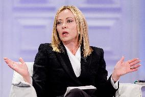 Giorgia Meloni Guest on The Programme "Cinque Minuti" - Rome
