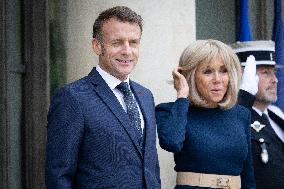 Emmanuel Macron and Brigitte Macron meet with Crown Prince of the Kingdom of Jordan - Paris
