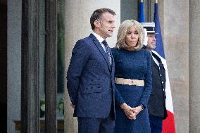 Emmanuel Macron and Brigitte Macron meet with Crown Prince of the Kingdom of Jordan - Paris
