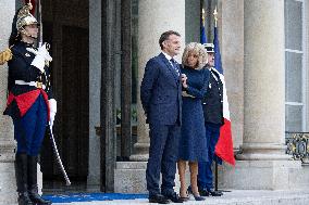 Emmanuel Macron and Brigitte Macron meet with Crown Prince of the Kingdom of Jordan - Paris