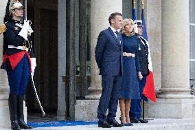 Emmanuel Macron and Brigitte Macron meet with Crown Prince of the Kingdom of Jordan - Paris