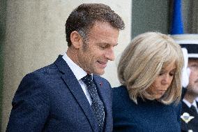 Emmanuel Macron and Brigitte Macron meet with Crown Prince of the Kingdom of Jordan - Paris