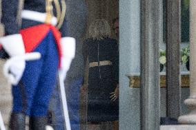 Emmanuel Macron and Brigitte Macron meet with Crown Prince of the Kingdom of Jordan - Paris