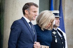 Emmanuel Macron and Brigitte Macron meet with Crown Prince of the Kingdom of Jordan - Paris