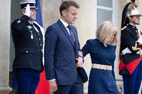 Emmanuel Macron and Brigitte Macron meet with Crown Prince of the Kingdom of Jordan - Paris
