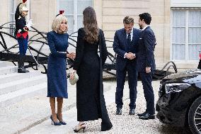 Emmanuel Macron and Brigitte Macron meet with Crown Prince of the Kingdom of Jordan - Paris