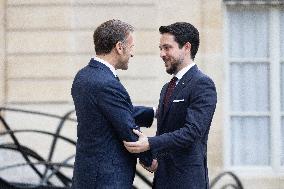 Emmanuel Macron and Brigitte Macron meet with Crown Prince of the Kingdom of Jordan - Paris