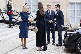 Emmanuel Macron and Brigitte Macron meet with Crown Prince of the Kingdom of Jordan - Paris