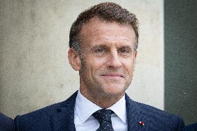 Emmanuel Macron and Brigitte Macron meet with Crown Prince of the Kingdom of Jordan - Paris