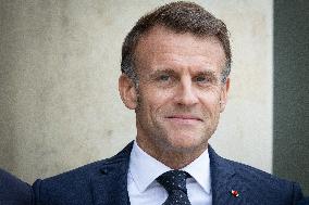 Emmanuel Macron and Brigitte Macron meet with Crown Prince of the Kingdom of Jordan - Paris