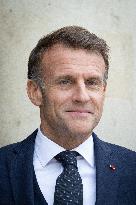 Emmanuel Macron and Brigitte Macron meet with Crown Prince of the Kingdom of Jordan - Paris