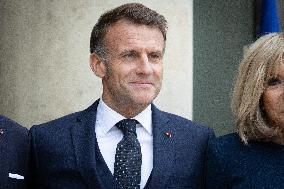 Emmanuel Macron and Brigitte Macron meet with Crown Prince of the Kingdom of Jordan - Paris